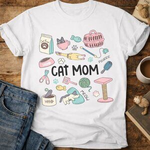 Funny Cat Mom Shirt, Gift For Cat Lover Shirt, Graphic Cat Mom Tee